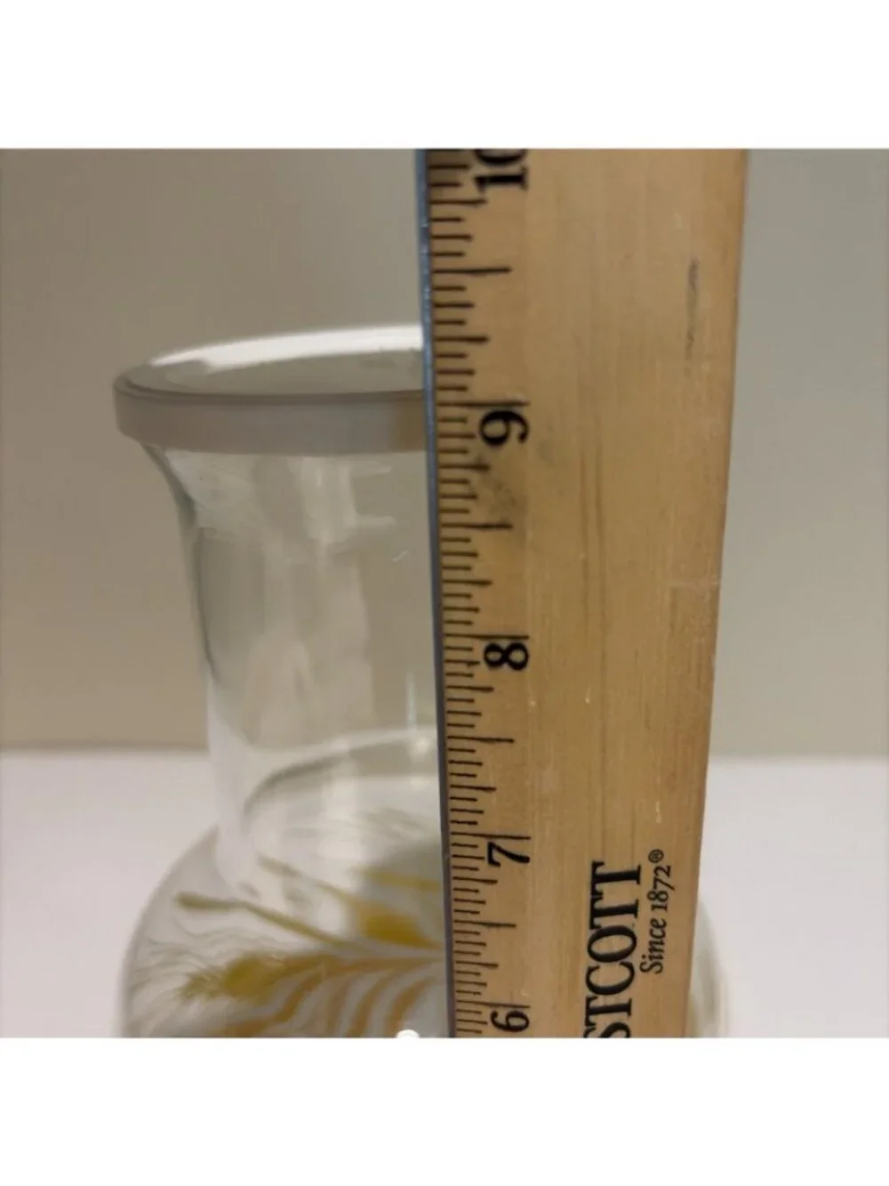 VTG Libbey Juice Pitcher Decanter Carafe Golden Wheat Pattern Clear Glass w/Lid